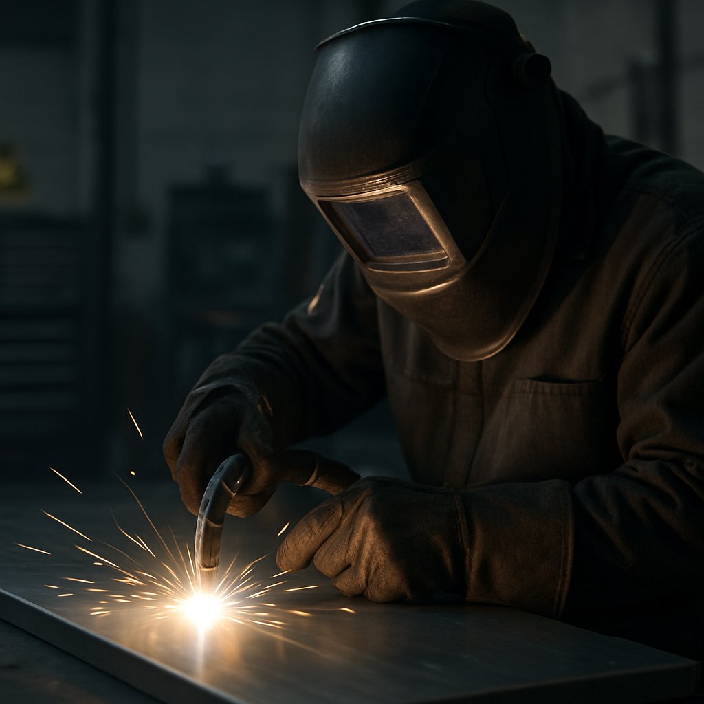 mig welding aluminum in a clean workshop setup