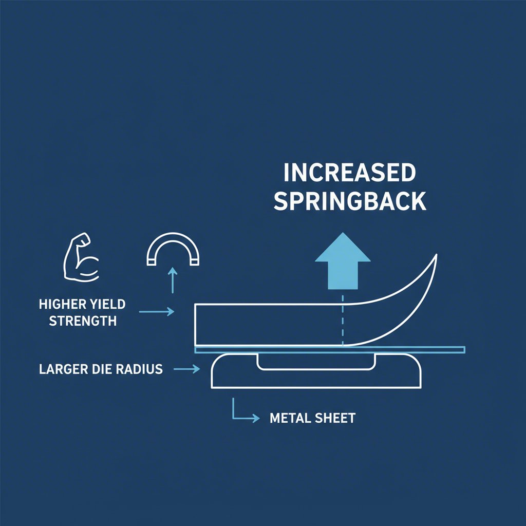 diagram showing the primary factors that influence the degree of springback in metal