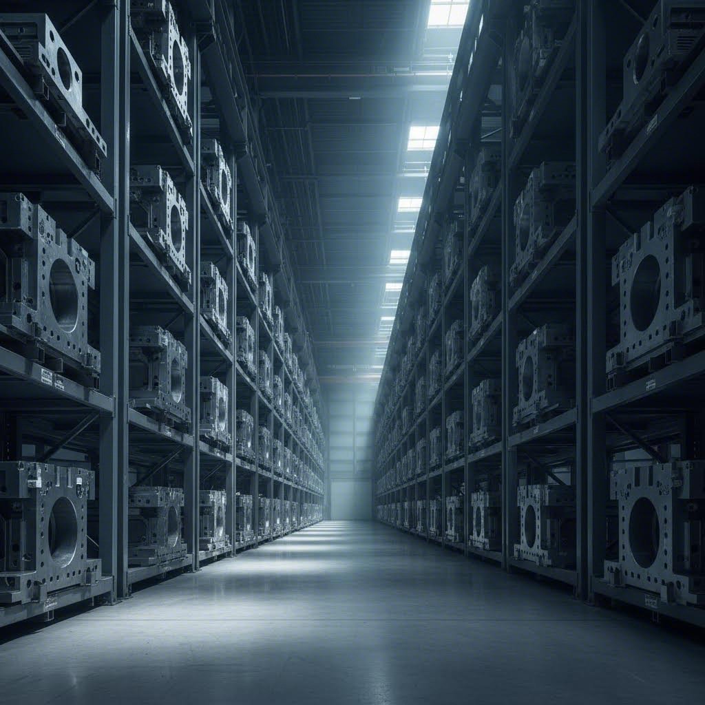 Heavy duty structural racking systems organized for automotive die storage