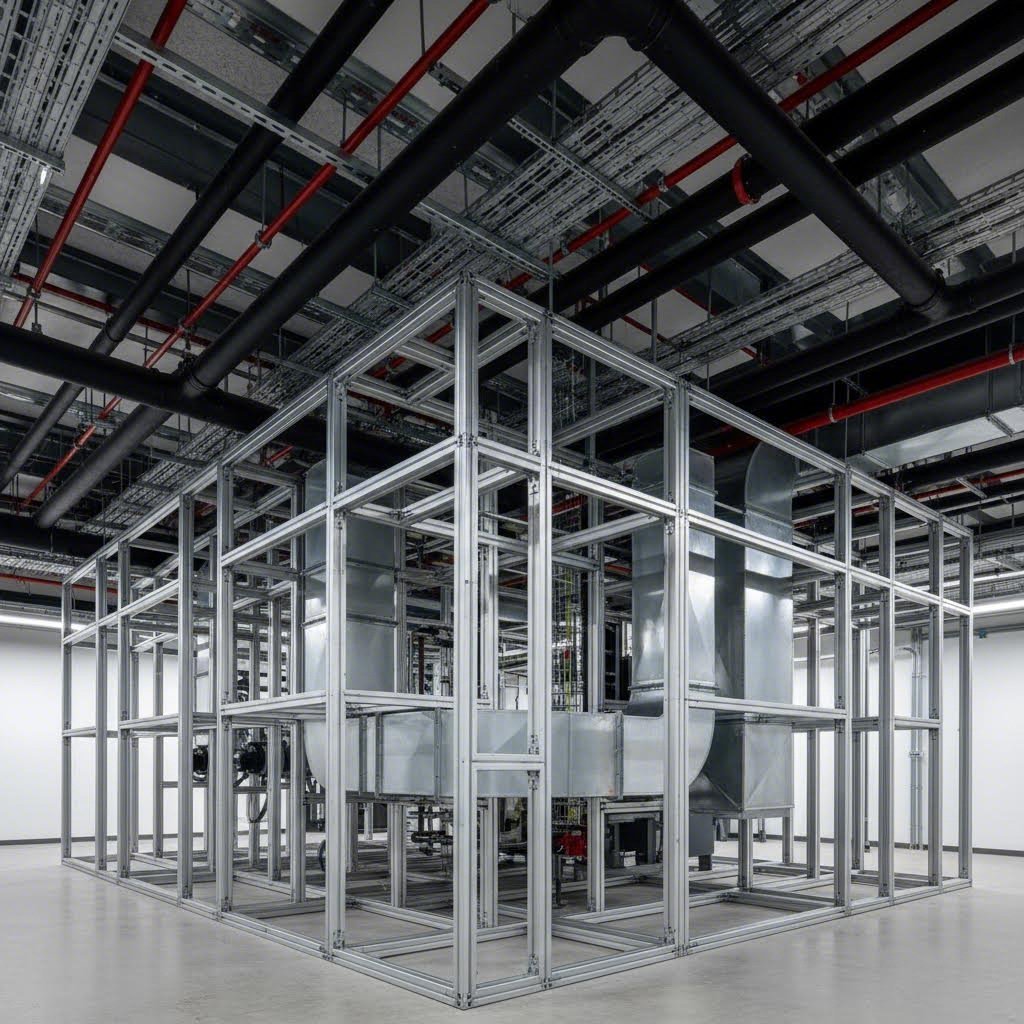 mill finish aluminum framing in industrial hvac application