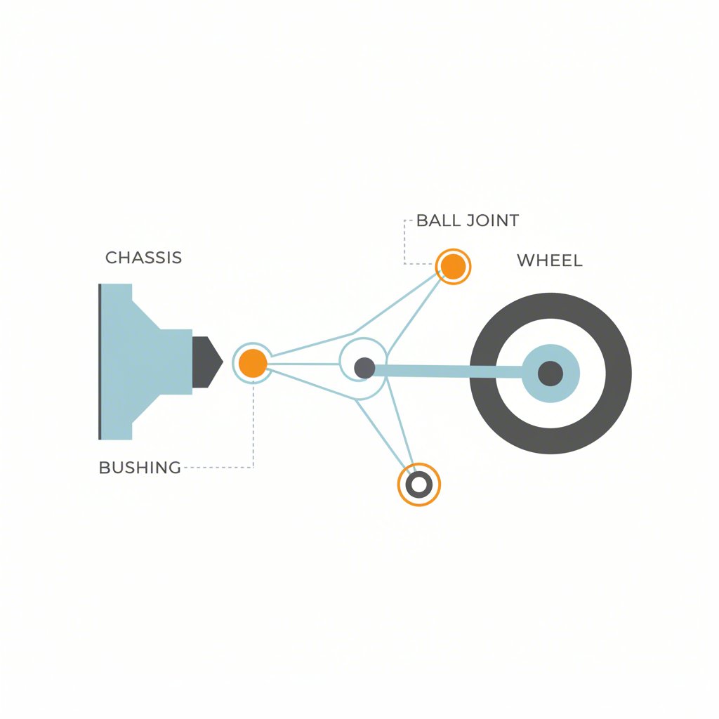 diagram of a vehicle control arm connecting the wheel to the chassis