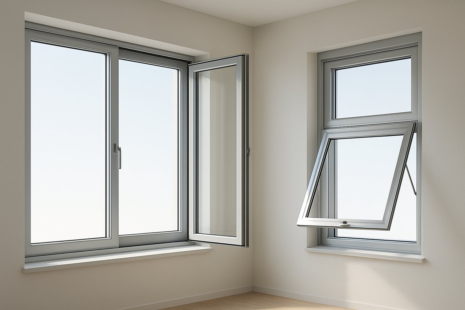 common aluminium window opening styles rely on different hardware systems