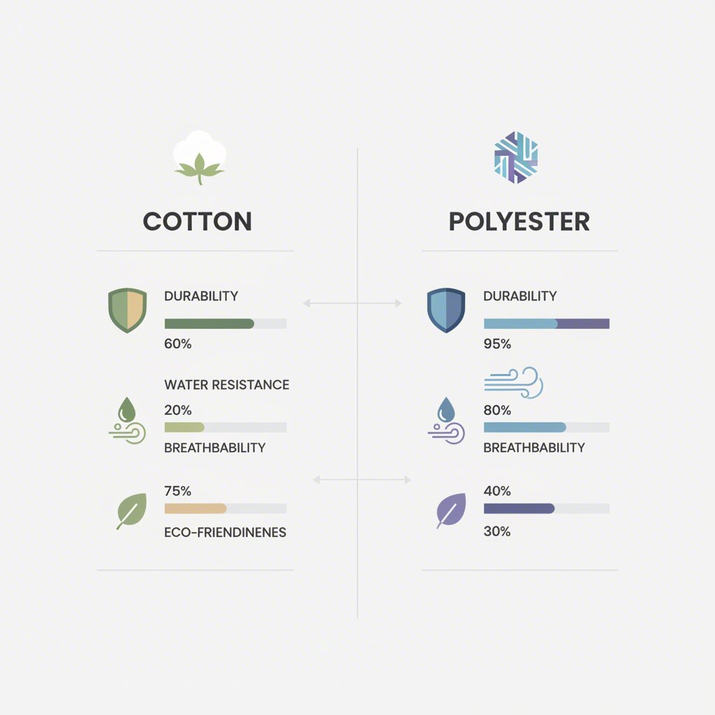 a visual comparison of key features between cotton and polyester materials