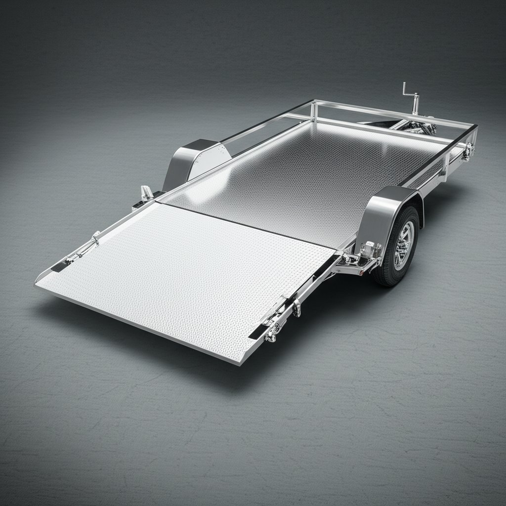 aluminum trailer showing ramp and tilt deck loading options
