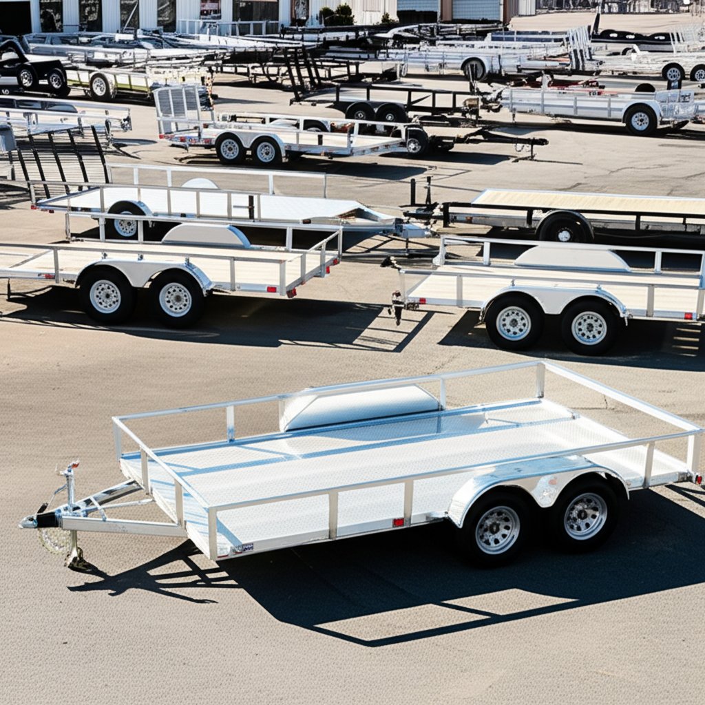 various aluminum utility trailer sizes and axle setups for different hauling needs