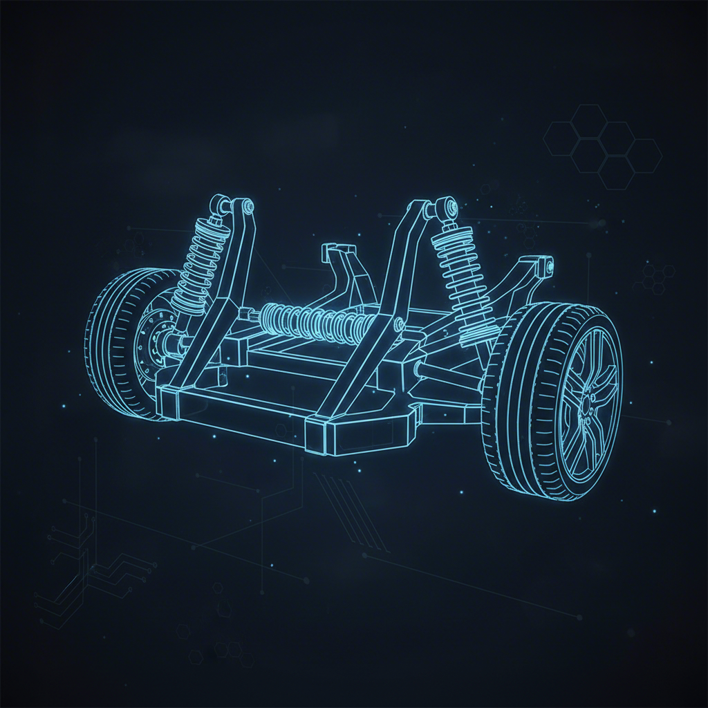 conceptual illustration of a vehicles suspension geometry and control arms