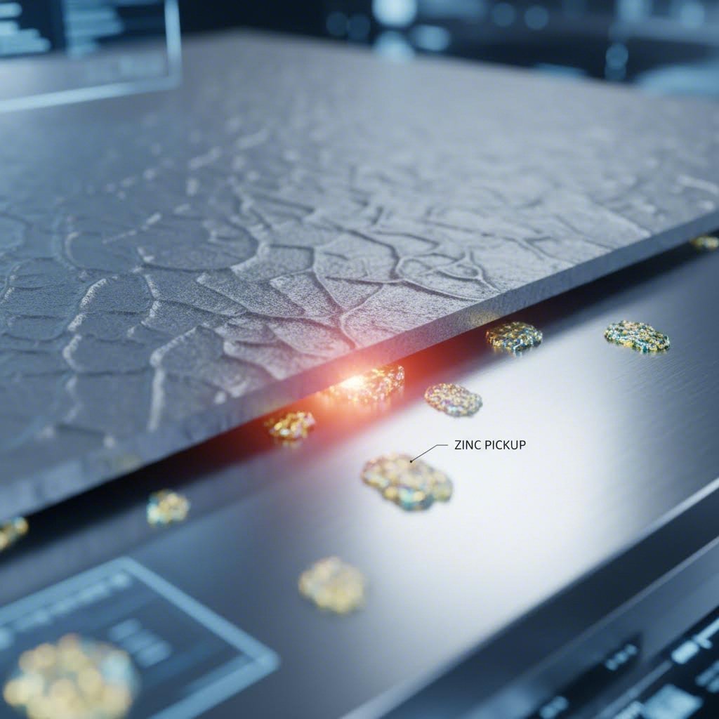 Microscopic view of zinc transfer and friction in stamping dies