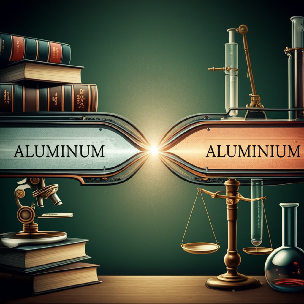 timeline of how aluminum and aluminium spellings diverged