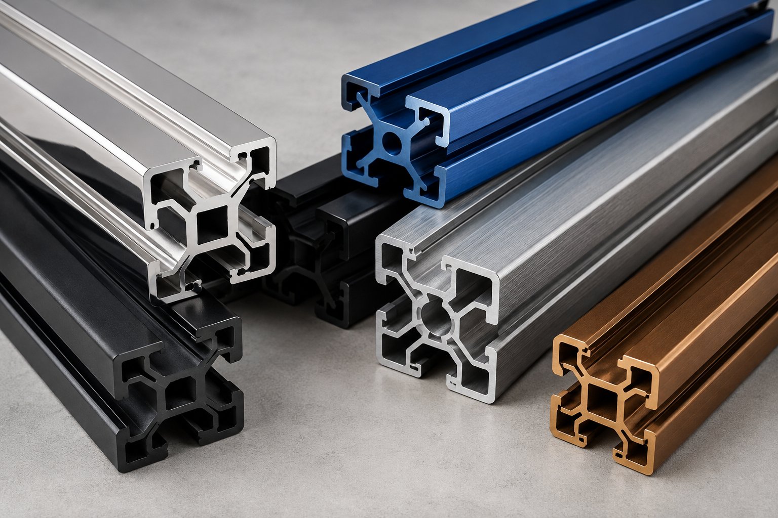 aluminum extrusion profiles featuring diverse finishing options from anodizing to powder coating