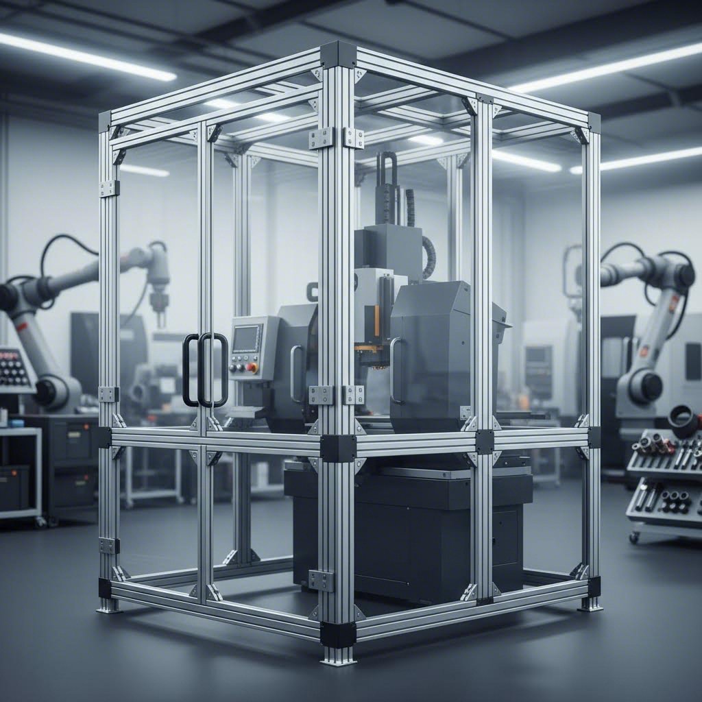 cnc machine enclosure constructed using aluminum t slot framing