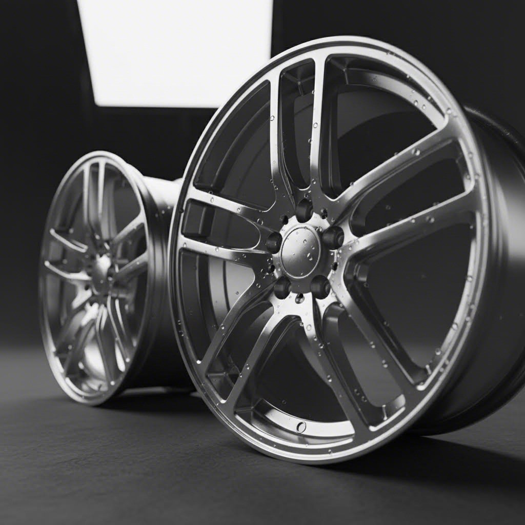 ceramic coated forged wheels showcasing hydrophobic water beading and mirror like finish protection