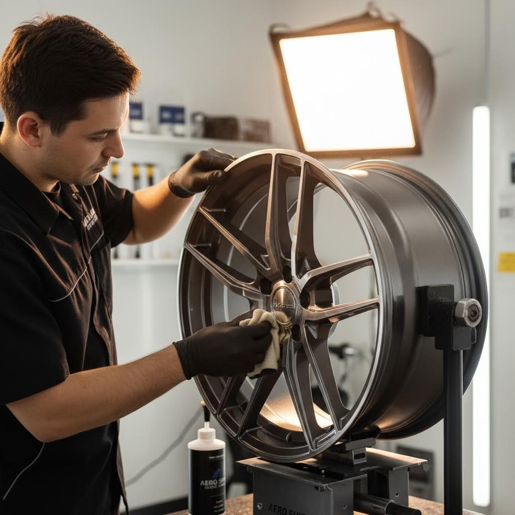 professional ceramic coating application ensures precision results for high value forged wheels