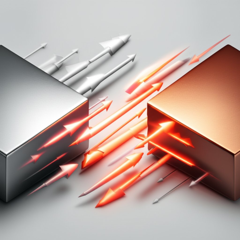 diagram comparing the thermal conductivity of aluminum versus copper for heat sinks