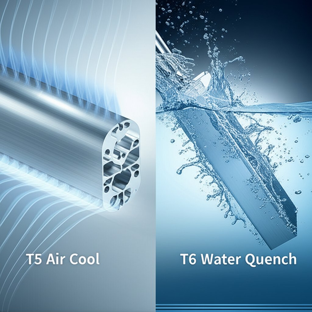visual comparison of the t5 air cooling and t6 water quenching processes