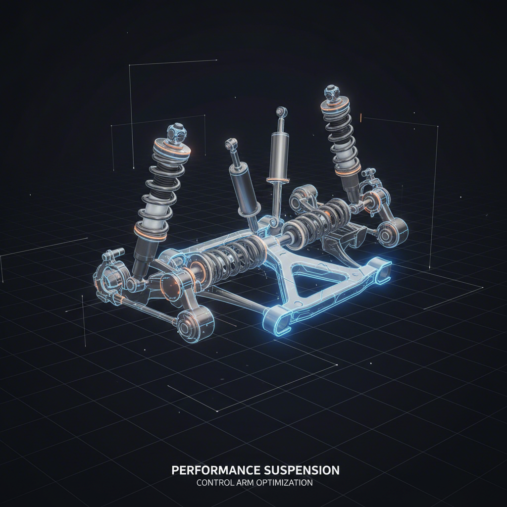 conceptual illustration of a heavy duty vehicles performance suspension and control arm