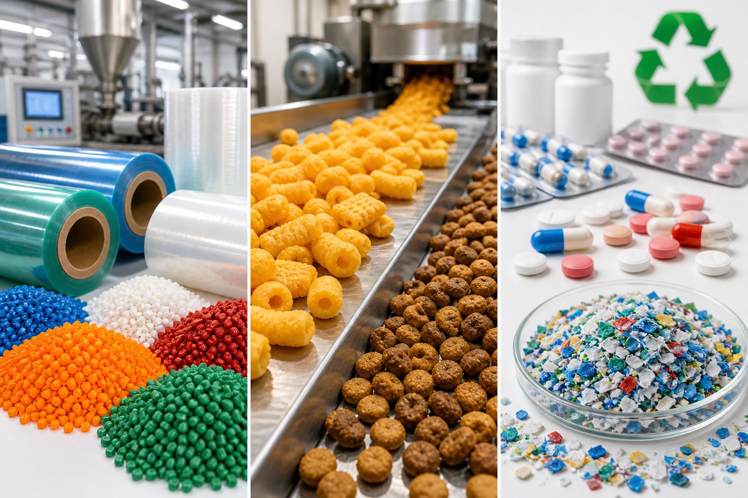 extruder applications span plastics food pharmaceuticals and recycling each requiring different machine configurations for optimal results