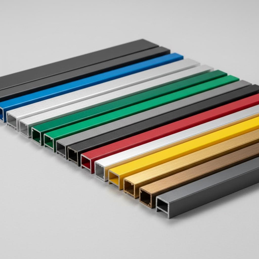 aluminum profiles showcasing anodized powder coated and specialty surface finishes