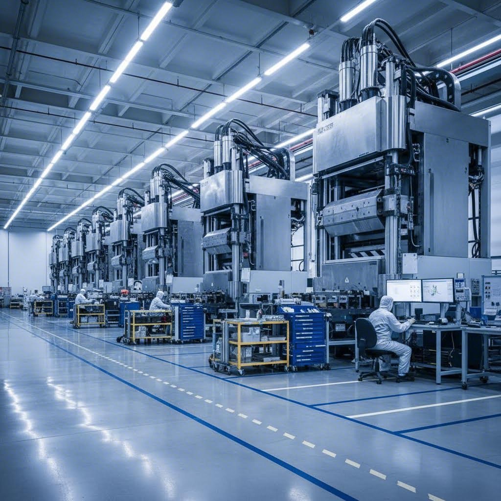 modern aluminum extrusion facility showcasing multiple press capacities and quality control