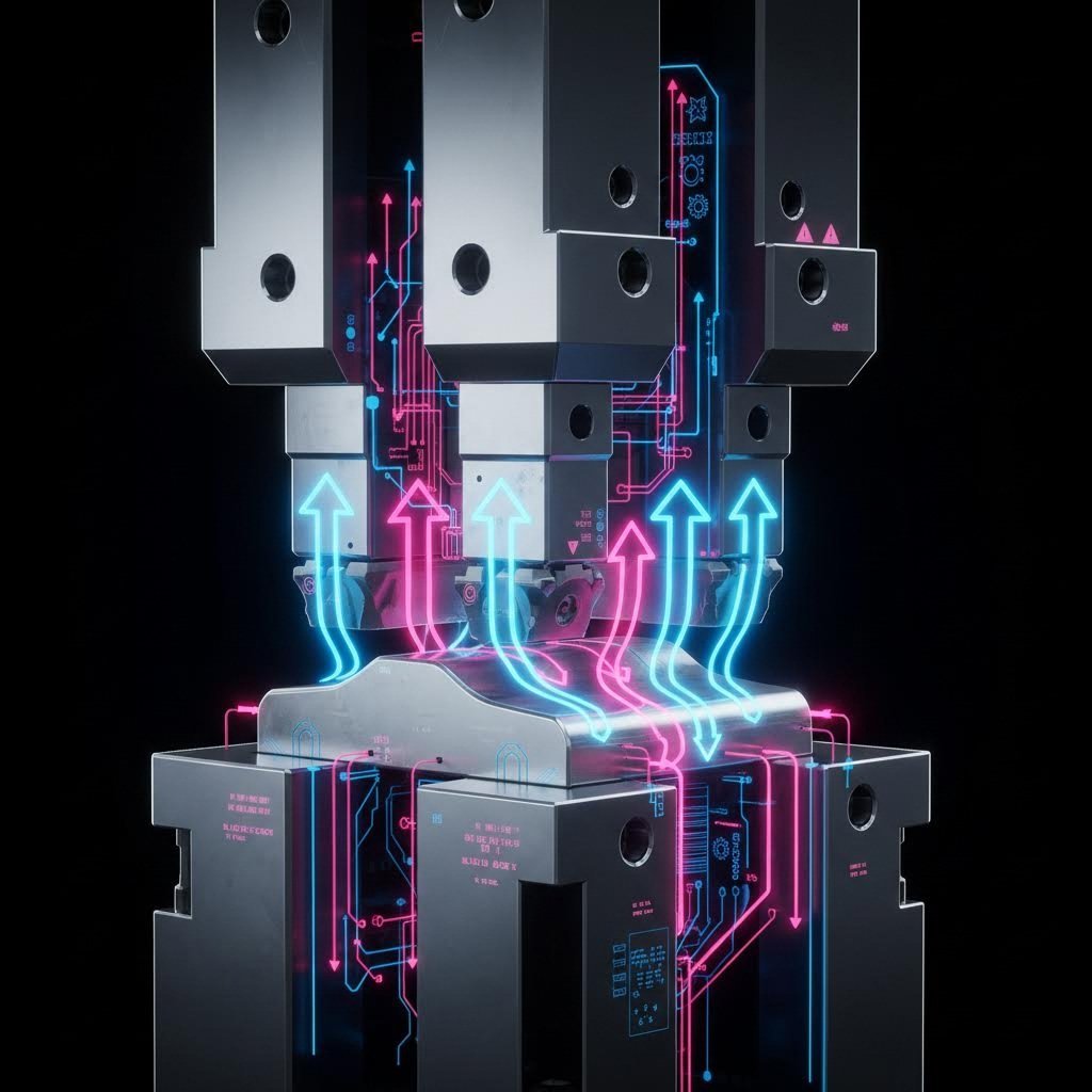 Technical diagram illustrating springback challenges in titanium stamping