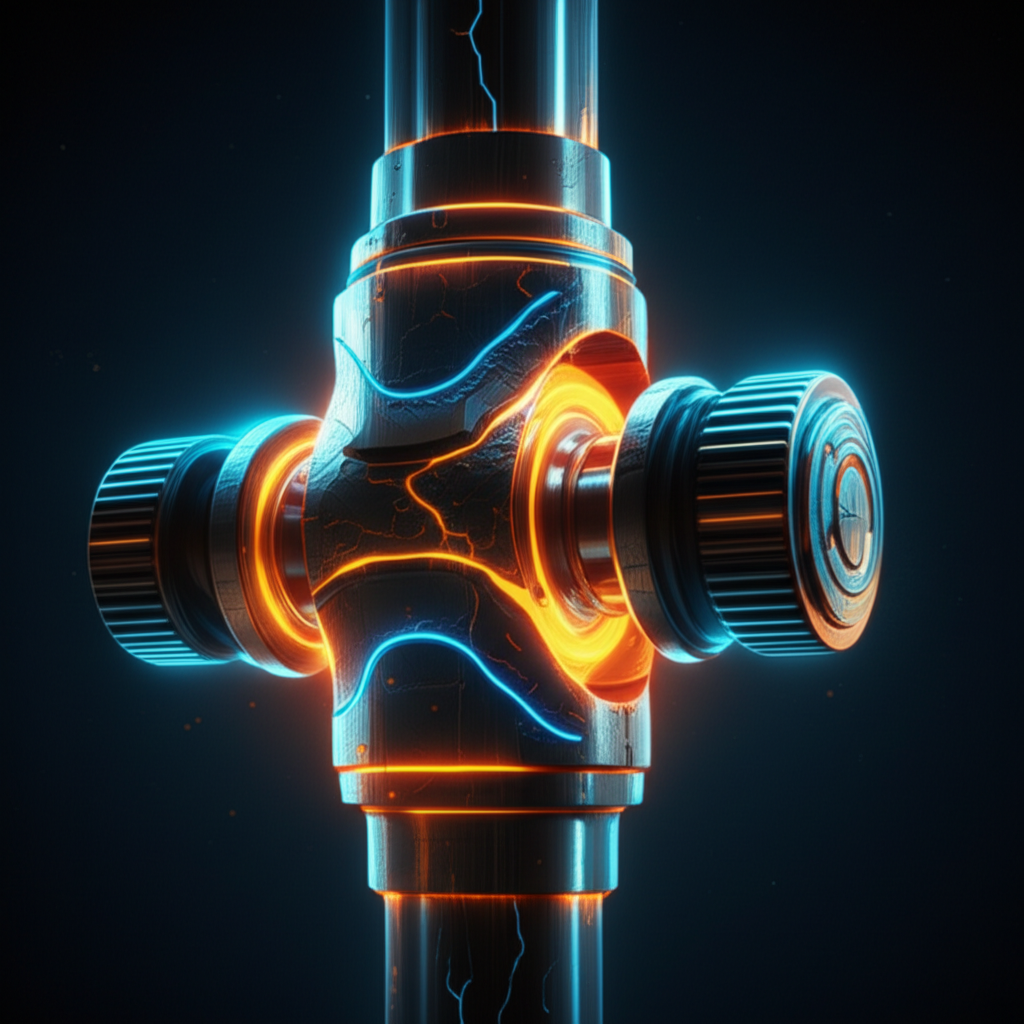 conceptual art of a universal joint showing the internal grain flow from forging