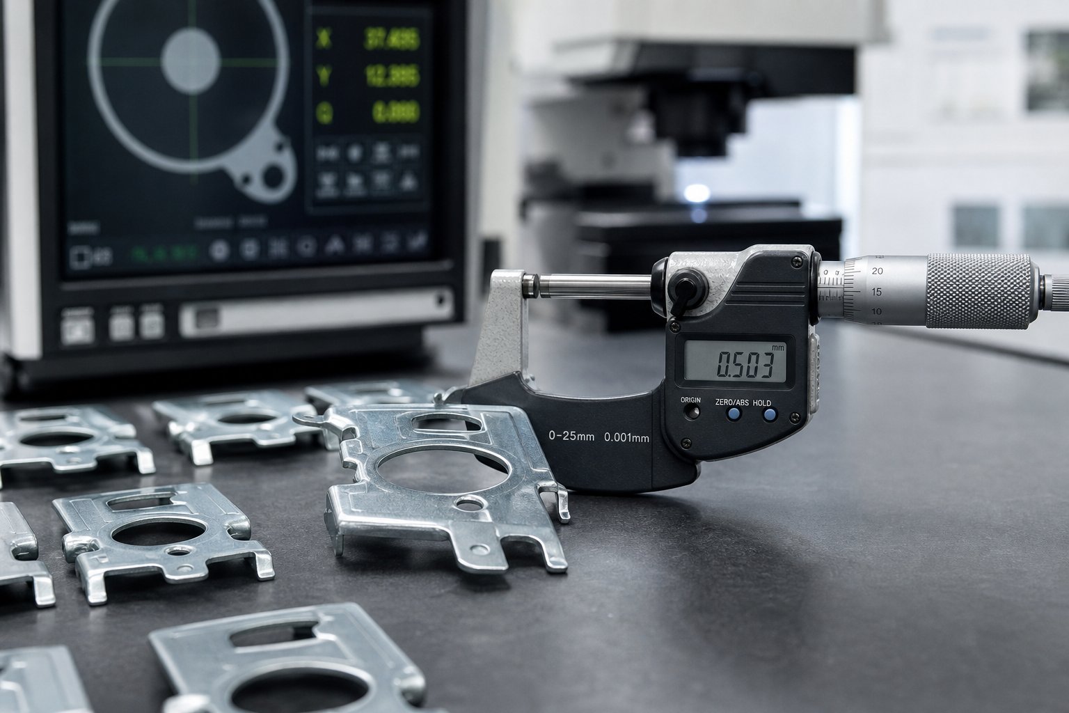 info-1-1 precision inspection of progressive die stamped parts using calibrated measurement instruments for spc validation