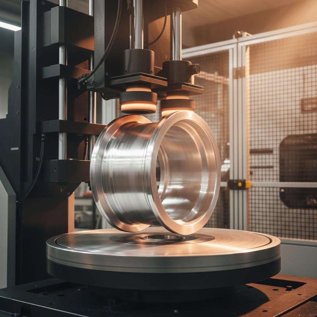 flow forming technology stretches and strengthens wheel barrels through heat and pressure