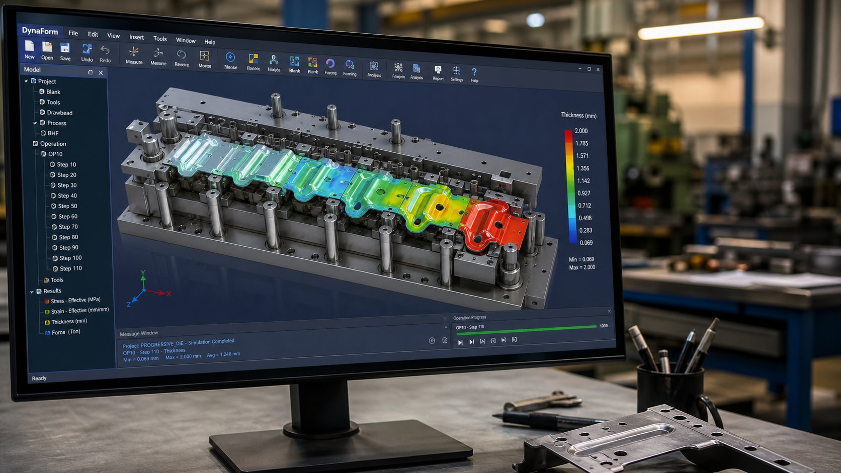 info-1-1 cad cae software used in modern stamping die design enabling engineers to simulate material flow and validate die performance before machining begins