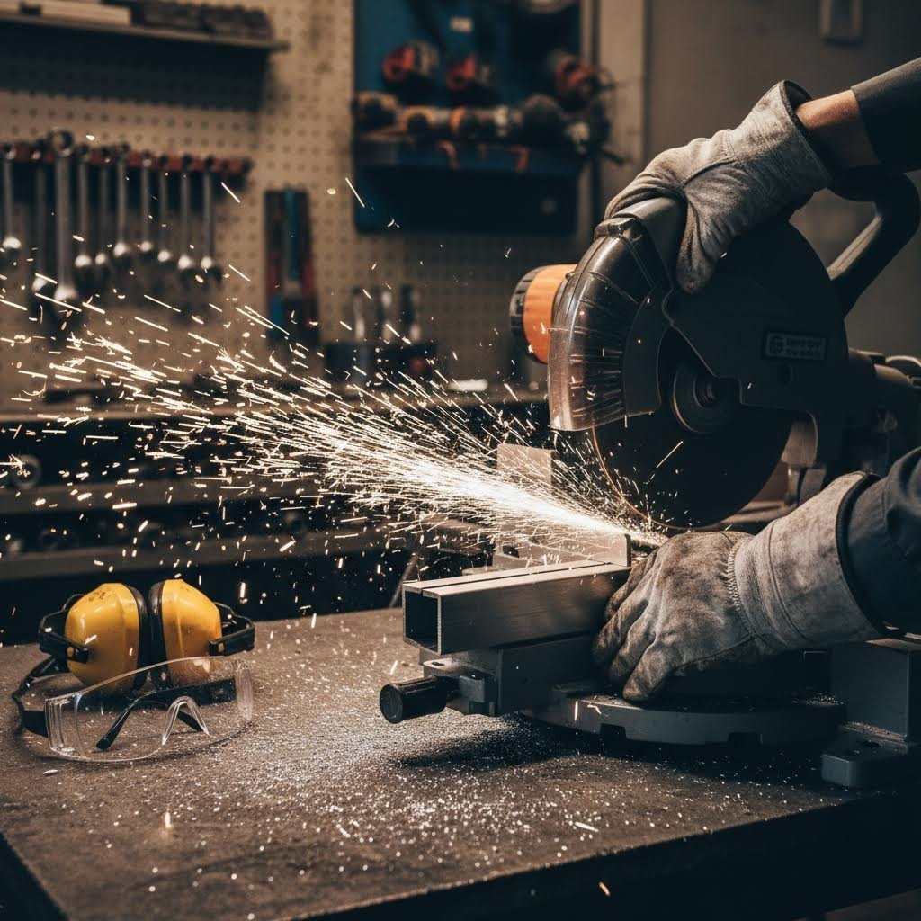 precision cutting of square aluminum extrusion using proper non ferrous metal blade