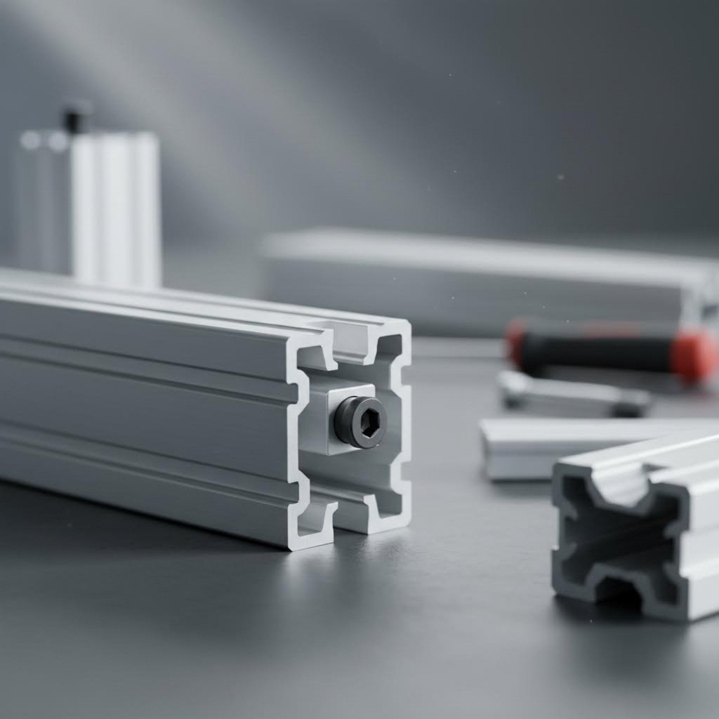 t slot aluminum extrusion assembly system with modular connectors and hardware