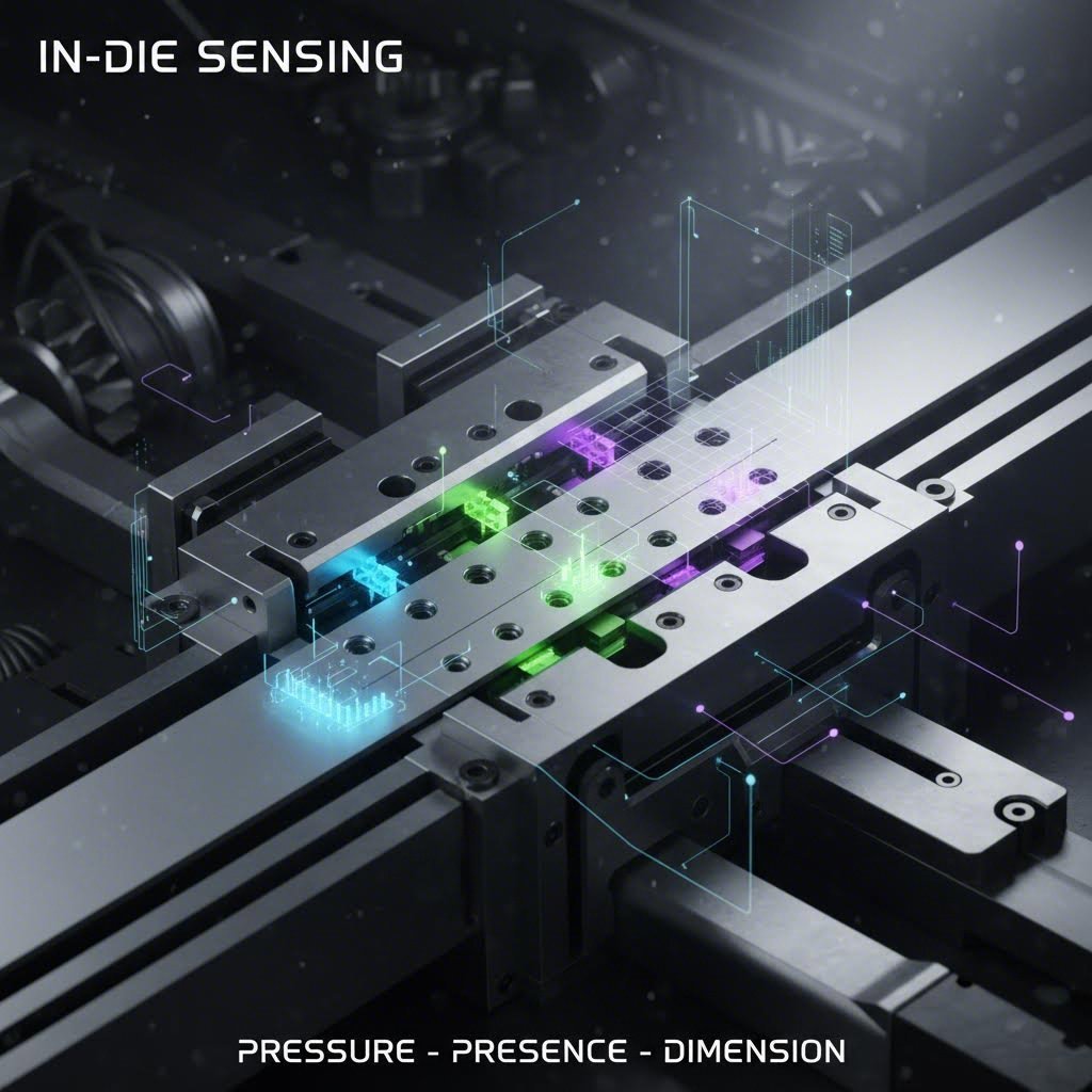 In die sensing layout for zero defect quality control in automotive stamping