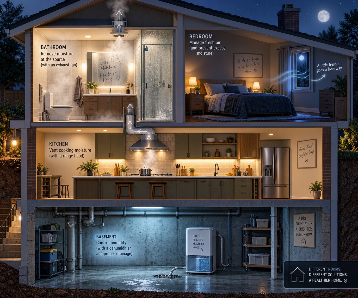 each room in your home has unique moisture sources and requires a tailored ventilation approach to prevent mold