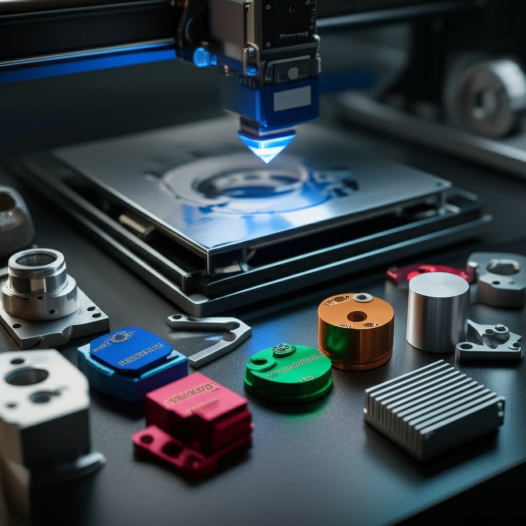 professional laser aluminium engraving setup with anodized and bare aluminum parts