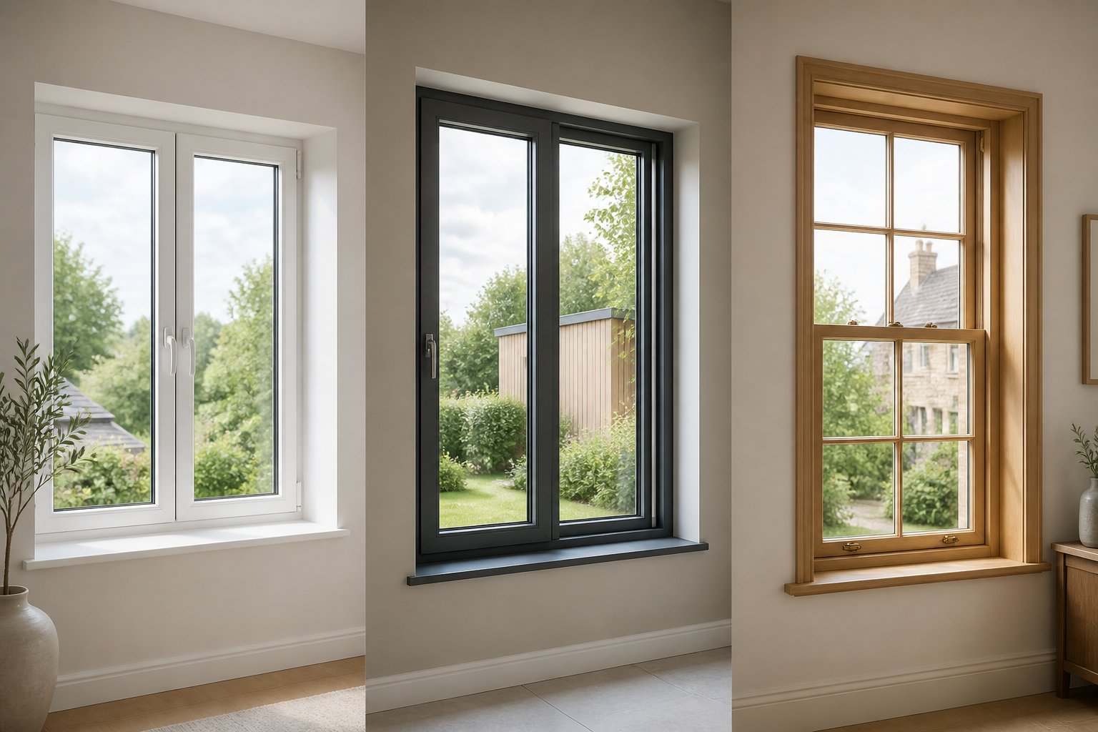 different window frame materials %E2%80%94 upvc aluminium and timber %E2%80%94 each with varying likelihood of having trickle vents fitted