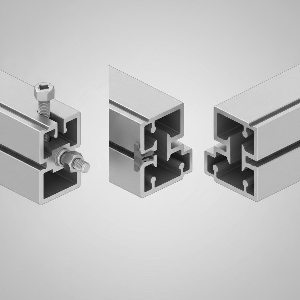 aluminum extrusion connection methods including t slot snap fit and interlocking joints