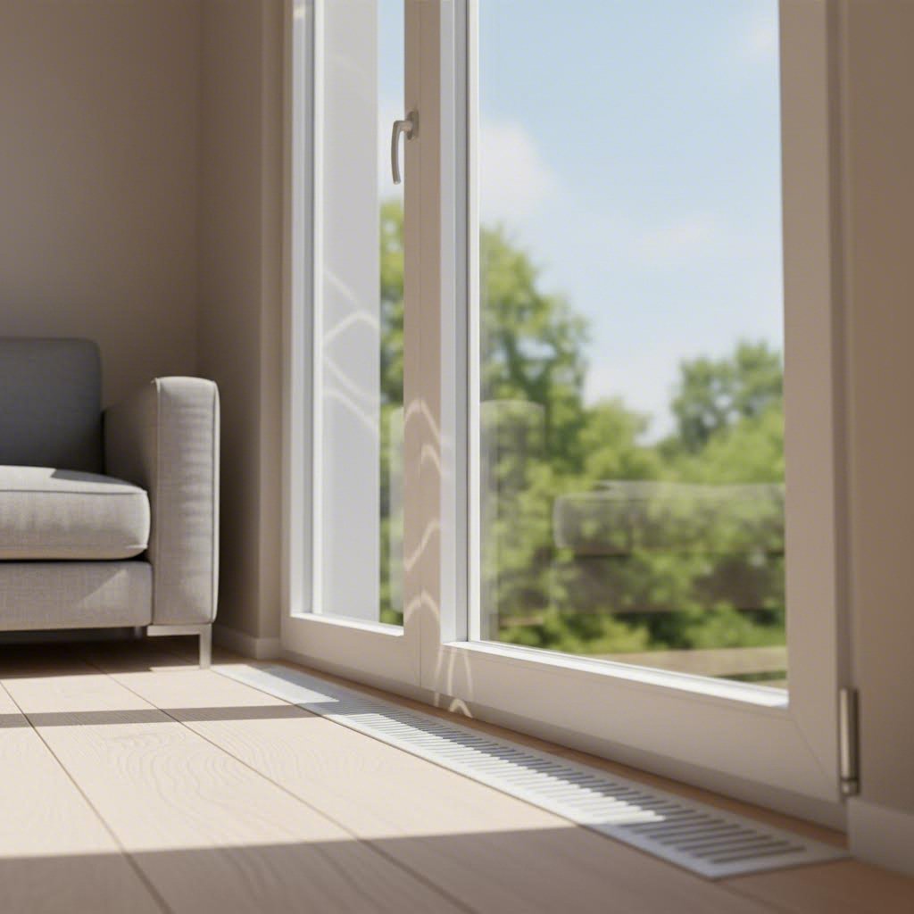 modern upvc window with integrated trickle vent for continuous background ventilation