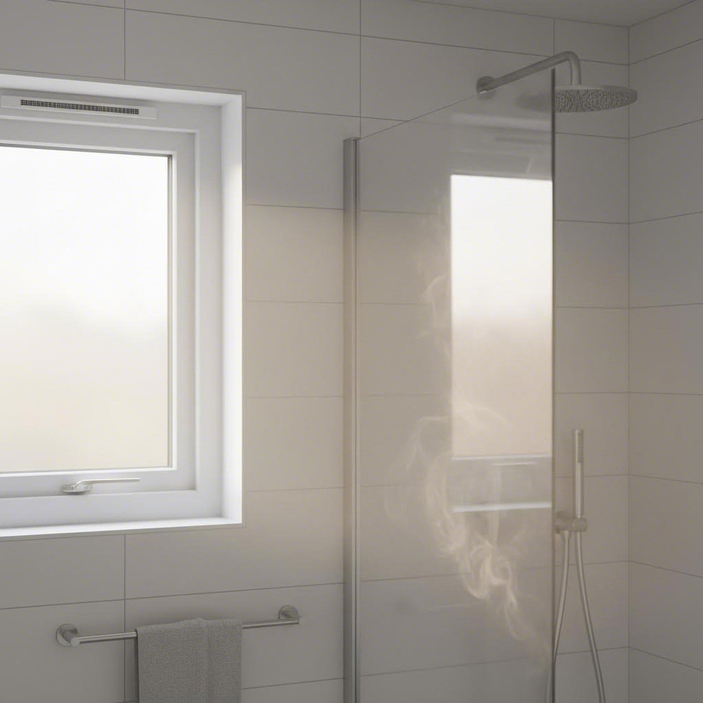 small bathroom window with trickle vent for moisture control in high humidity spaces