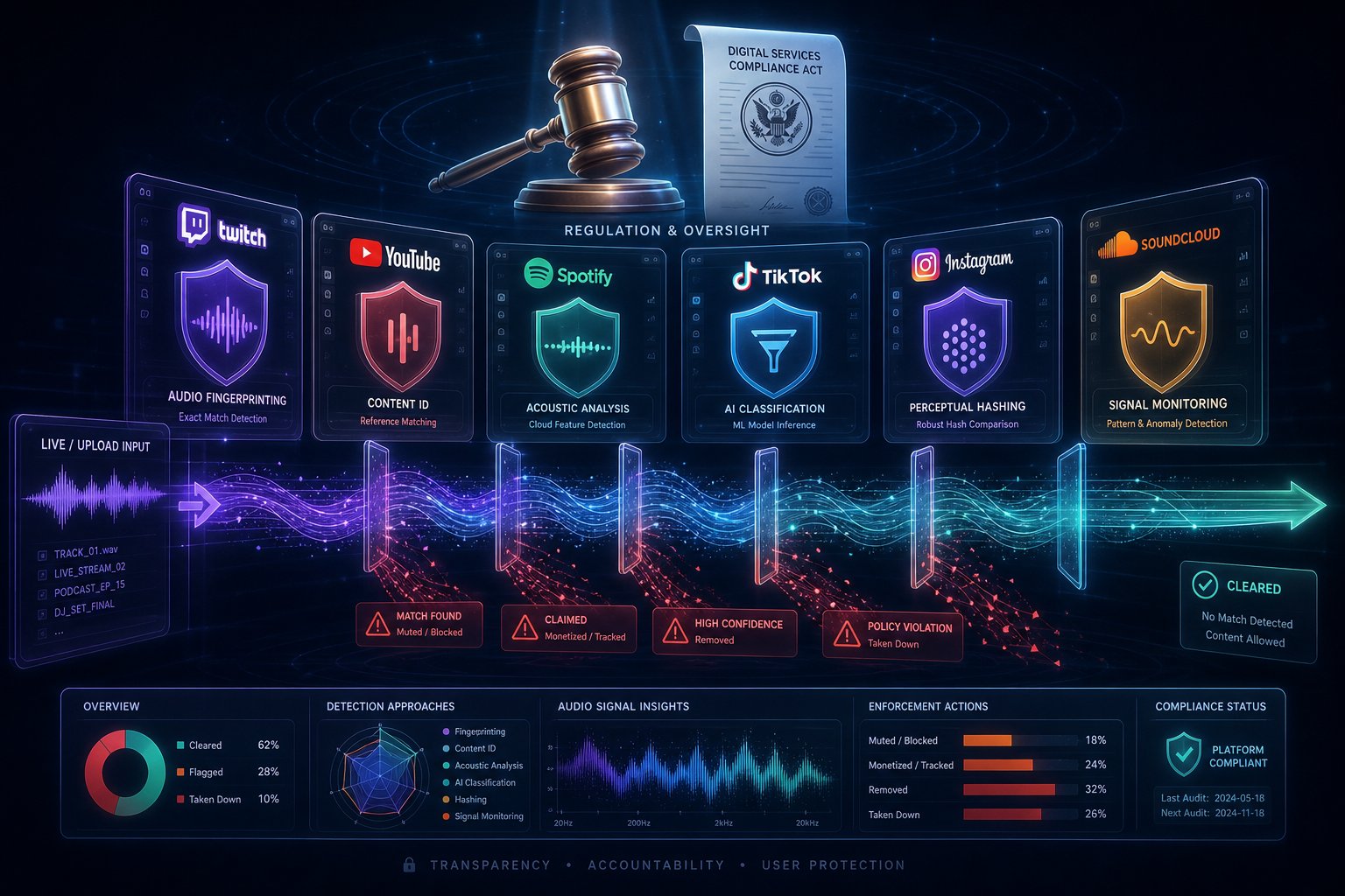 streaming platforms and regulators are building layered response frameworks combining detection technology with disclosure requirements