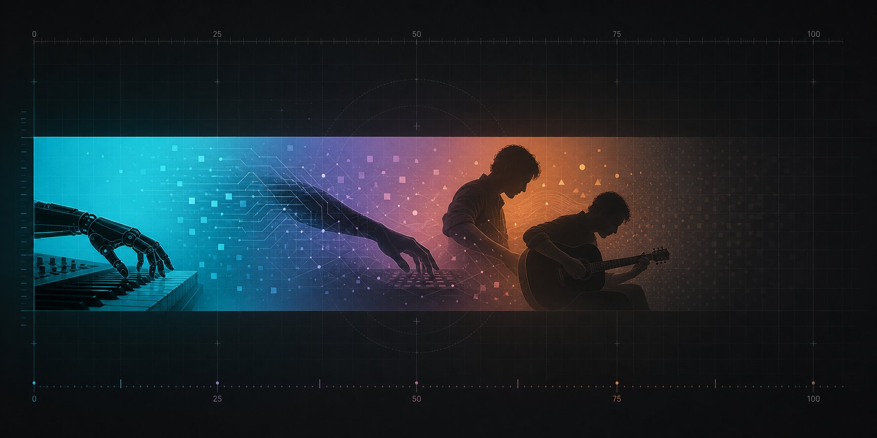 the detectability spectrum ranges from fully ai generated tracks with obvious artifacts to human music using ai tools that leaves no trace