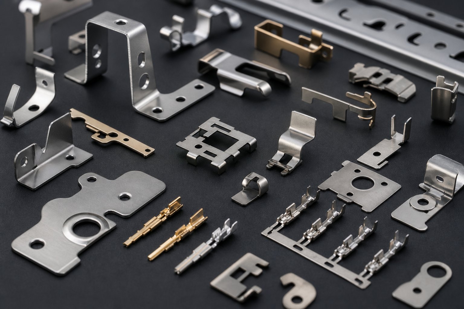 precision progressive die stamped components used across automotive electronics and industrial applications