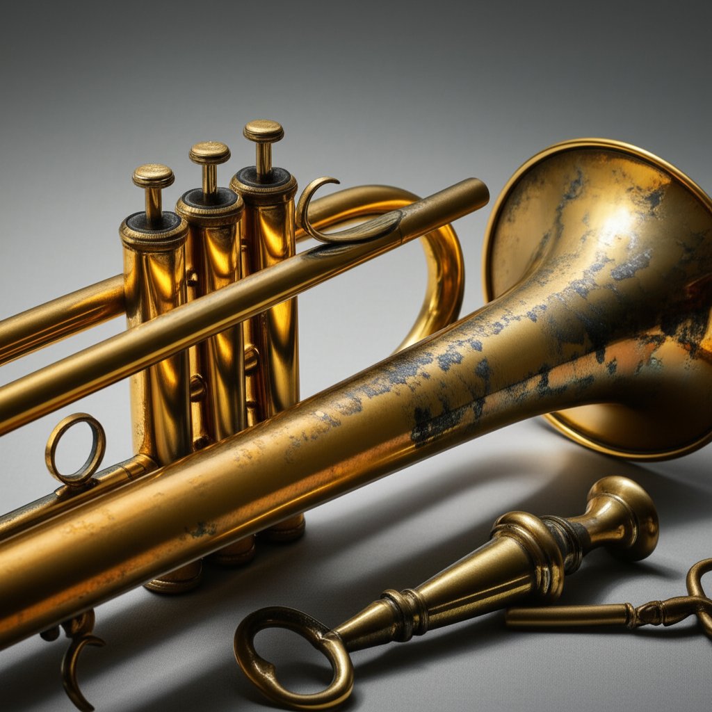 brass items illustrating how tarnish and patina develop over time