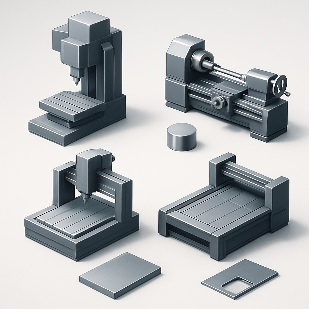 common cnc machine types matched to basic part shapes