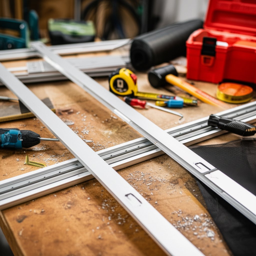 diy assembly of a sliding aluminum screen door kit for a patio upgrade
