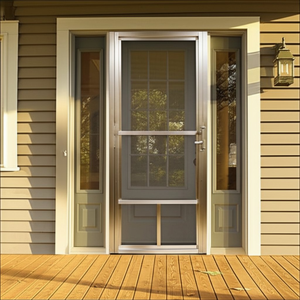 heavy duty aluminum screen door enhancing a high traffic porch entrance