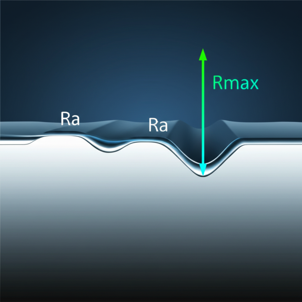 diagram explaining key surface roughness metrics like ra and rmax