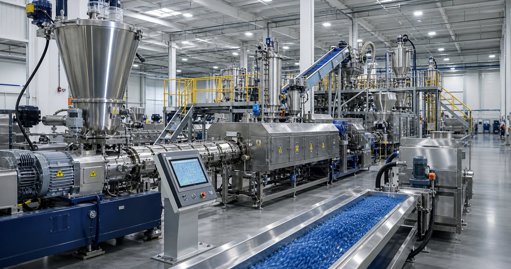 a complete twin screw compounding line in operation %E2%80%94 matching extruder configuration to your application ensures long term production success
