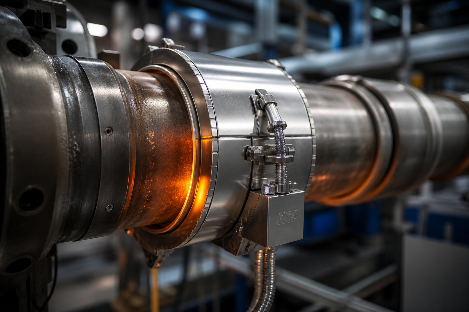 a heater band clamped around an industrial barrel delivers precise radial heat for plastics processing