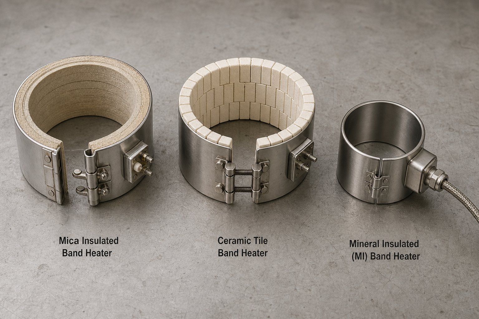 mica ceramic and mineral insulated heater bands each serve distinct temperature and performance requirements