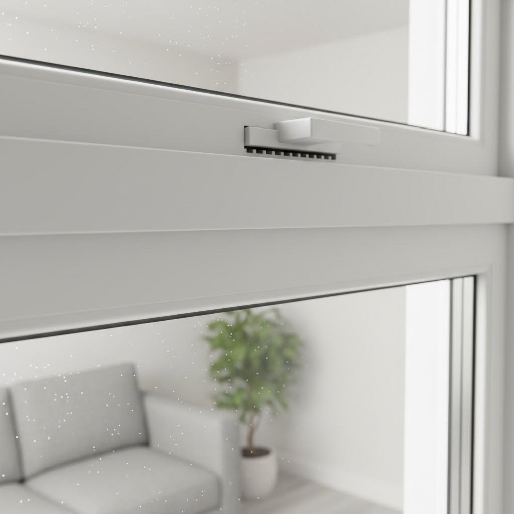 modern sliding trickle vent integrated into a upvc window frame for adjustable home ventilation