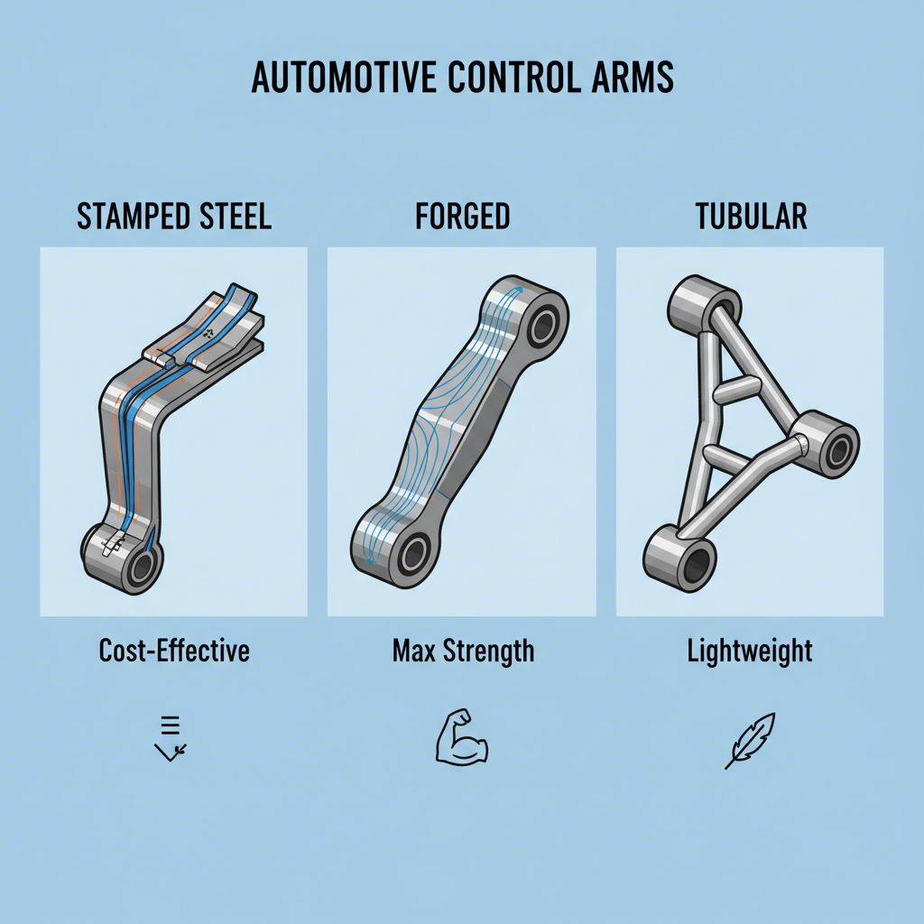 diagram illustrating the construction of stamped forged and tubular control arms