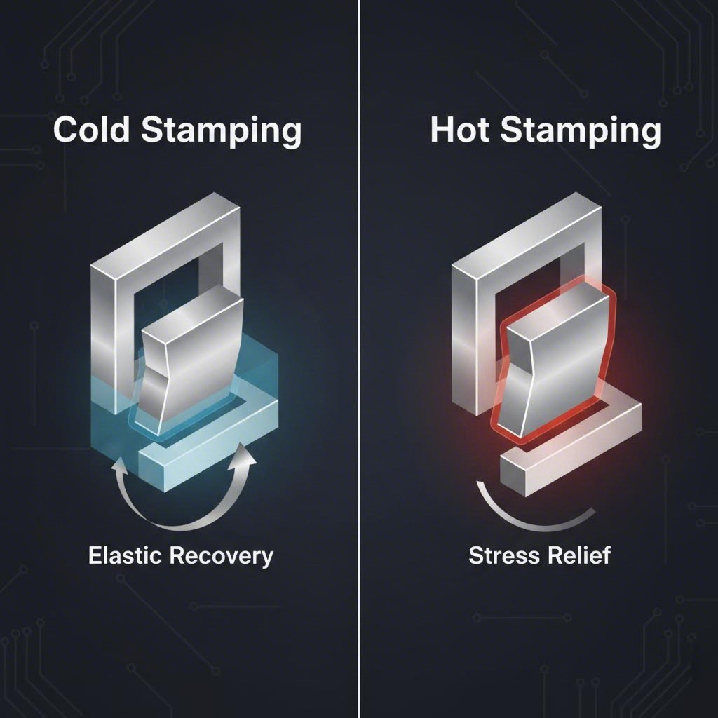 Comparison of springback effects in cold versus hot stamping